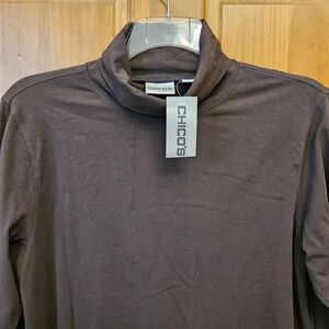 Chico's Chocolate Turtle Neck Top